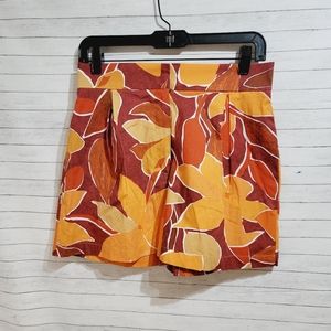 ZARA FLORAL ORANGE & RED SHORTS, W POCKETS SZ MEDIUM